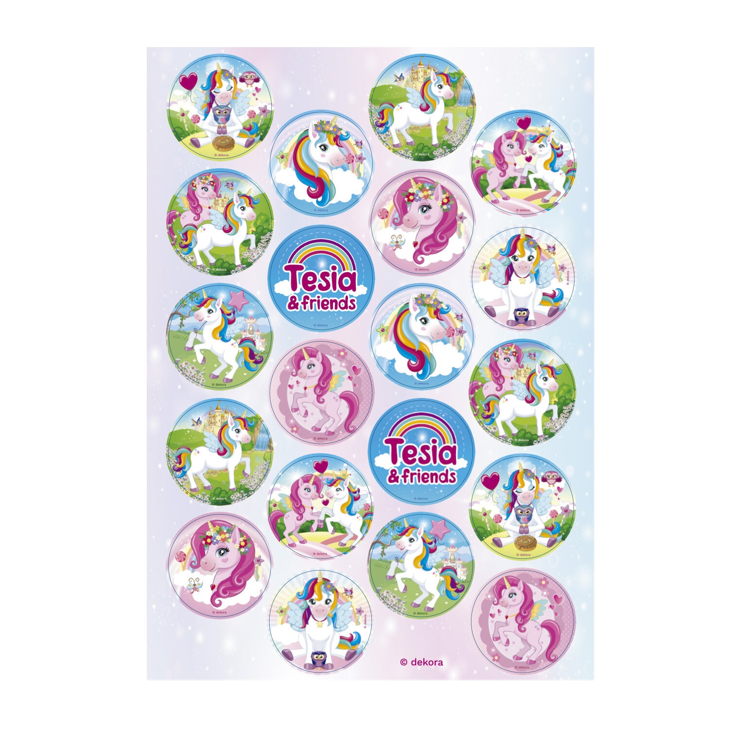 Enhörning Muffinsbilder Sockerpasta 20-pack