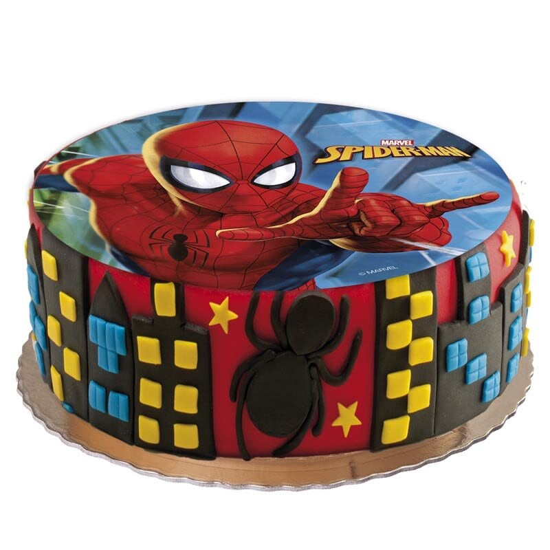 Tårtbild Spiderman, Sockerpasta 20 cm
