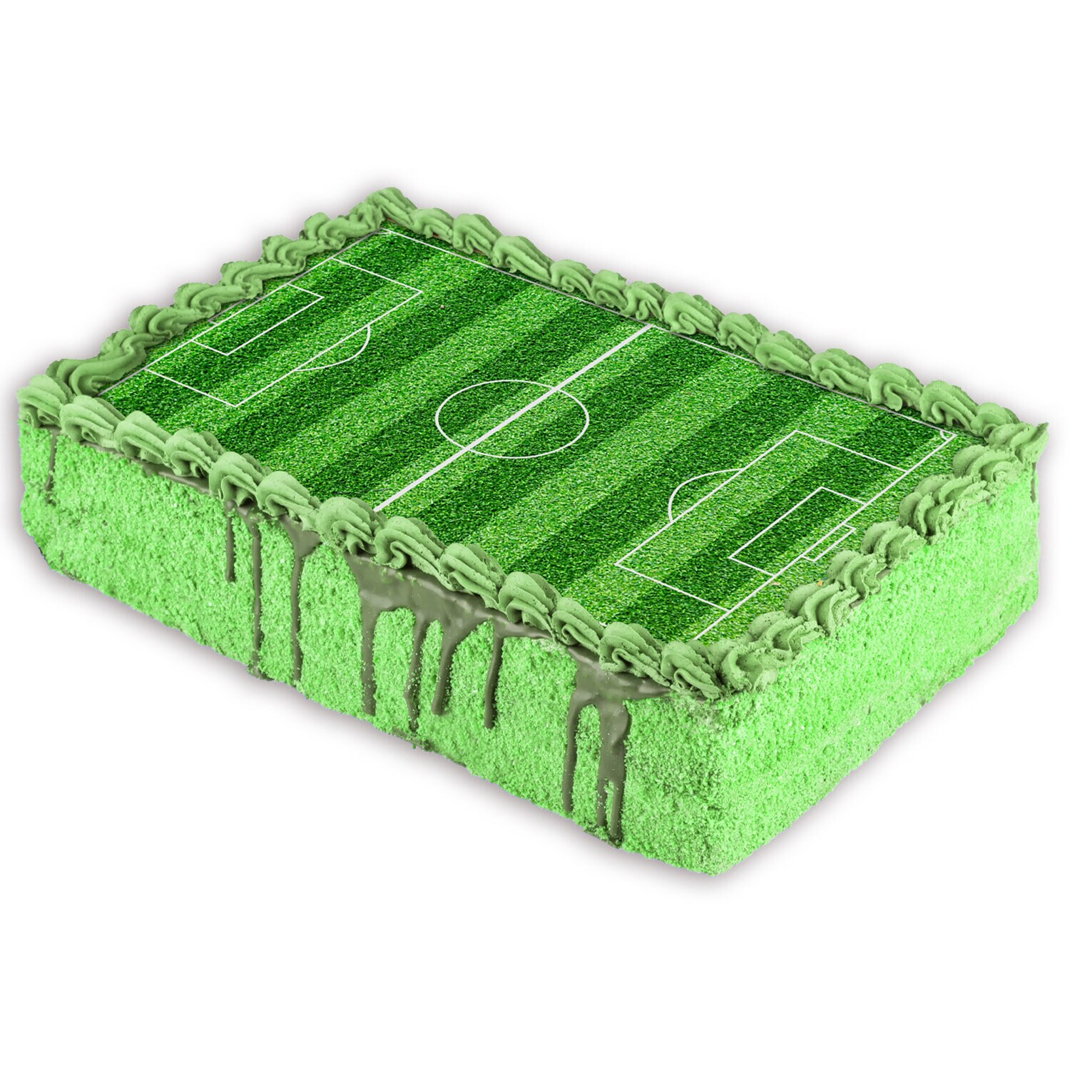 Tårtbild Fotbollsplan - Sockerpasta 15 x 21 cm