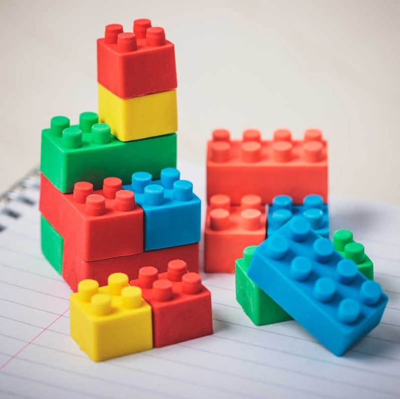 Suddgummi Legobitar 14-pack