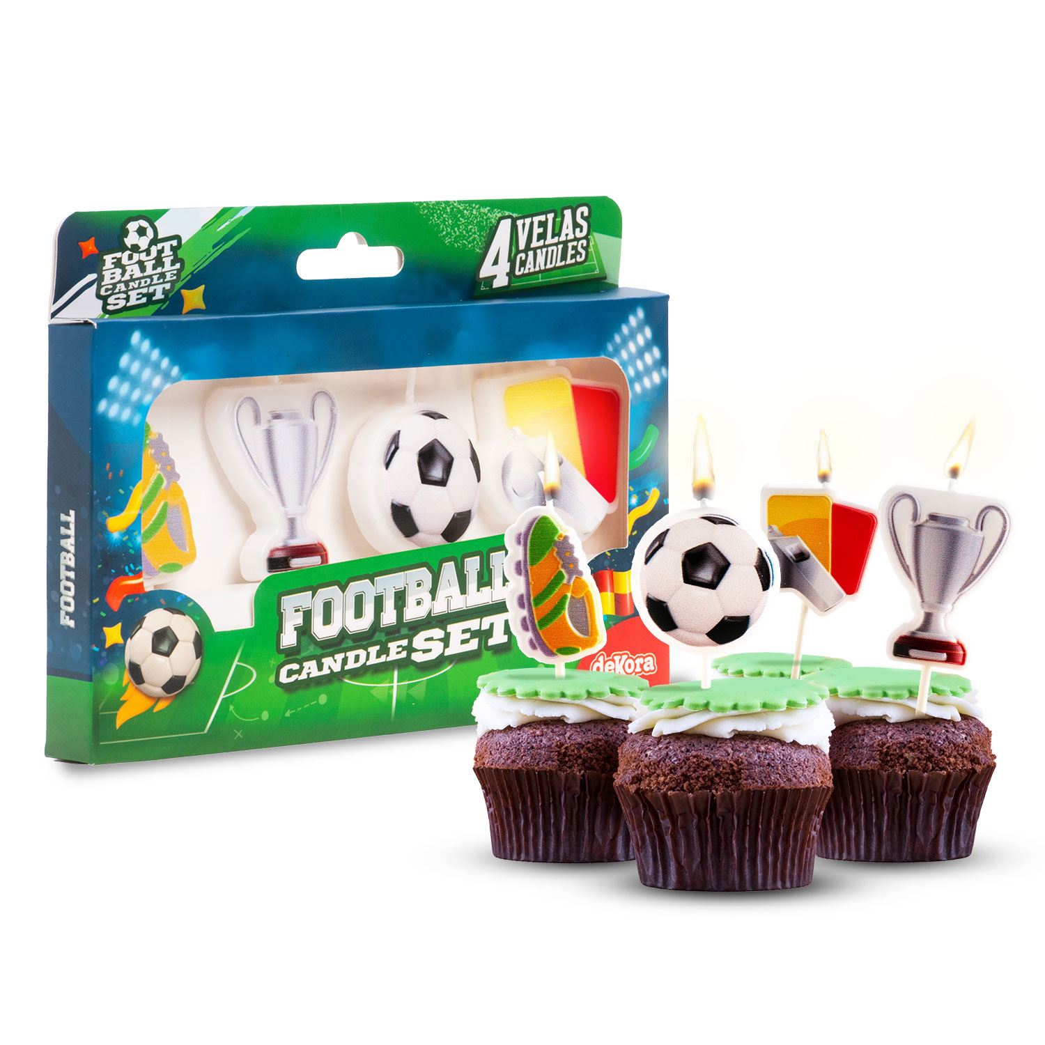 Tårtljus Fotboll 4-pack