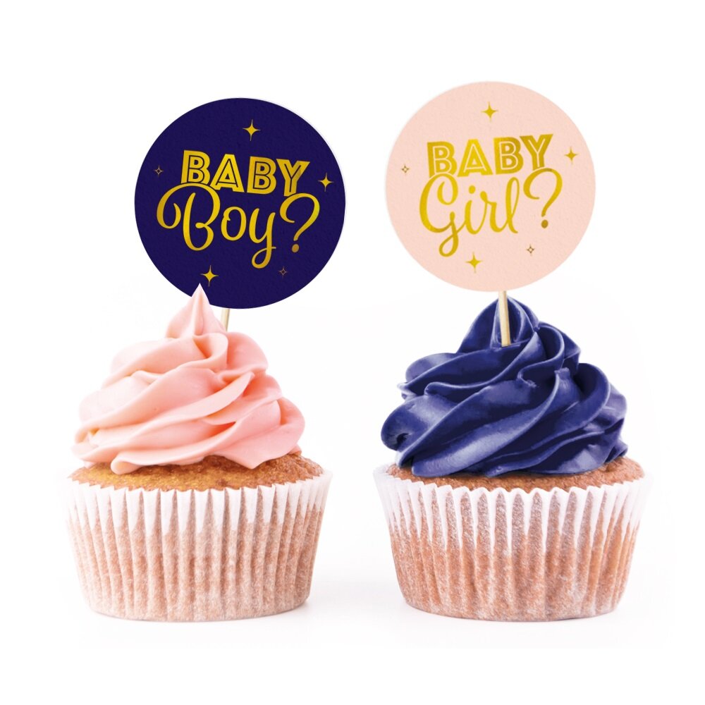 Gender Reveal Muffinsdekorationer 12-pack