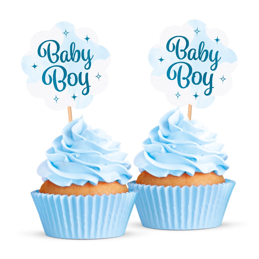 Baby Boy Muffinsdekorationer 12-pack