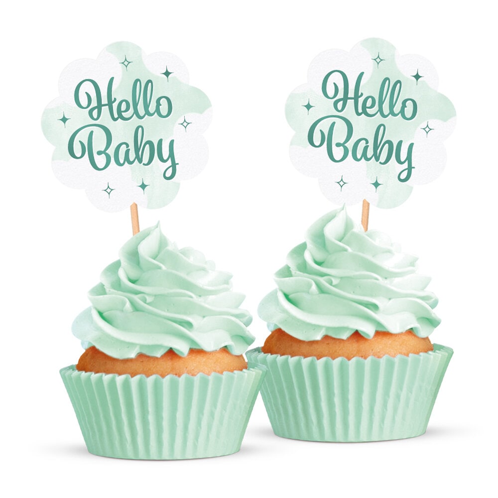 Hello Baby Muffinsdekorationer 12-pack