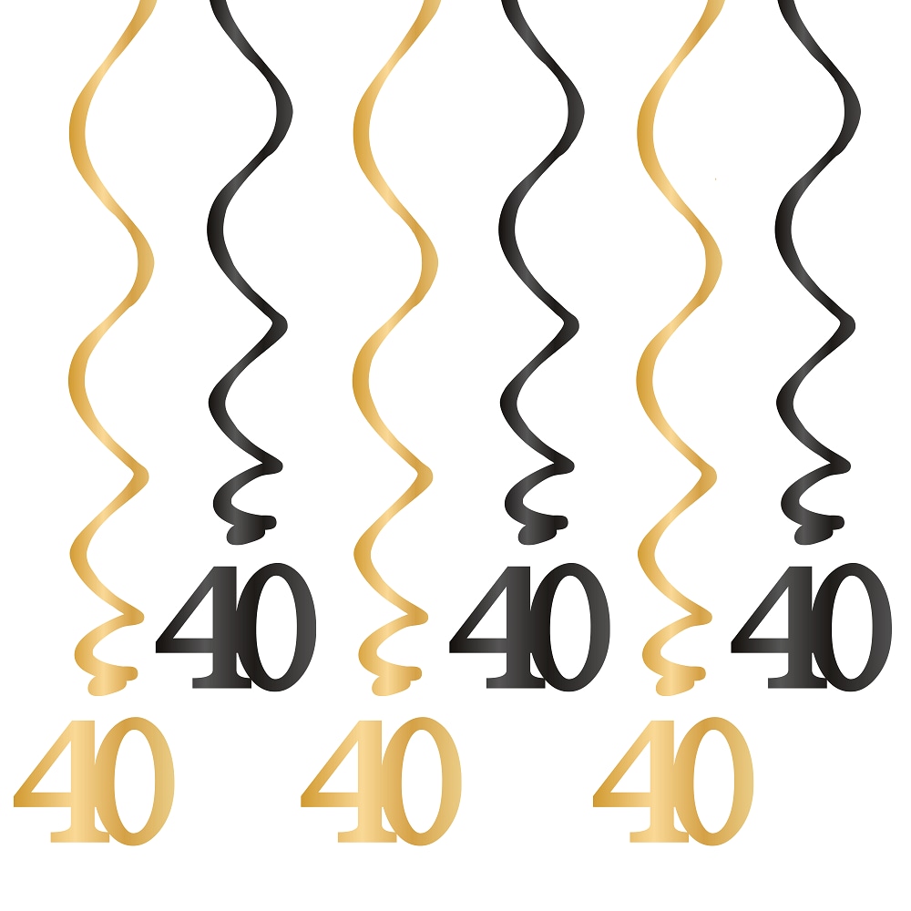 Hängande dekorationer 40 år 6-pack