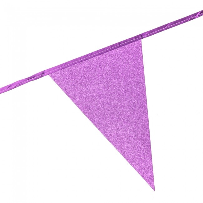 Glittrande flaggirlang i rosa 6 meter