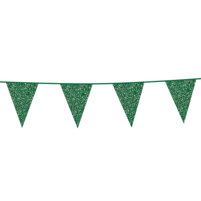 Glittrande flaggirlang i grönt 6 meter
