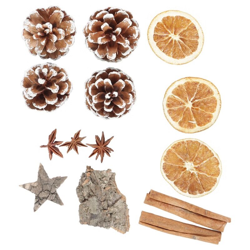 Juldekorationer med kottar, apelsin och kanel 12-pack