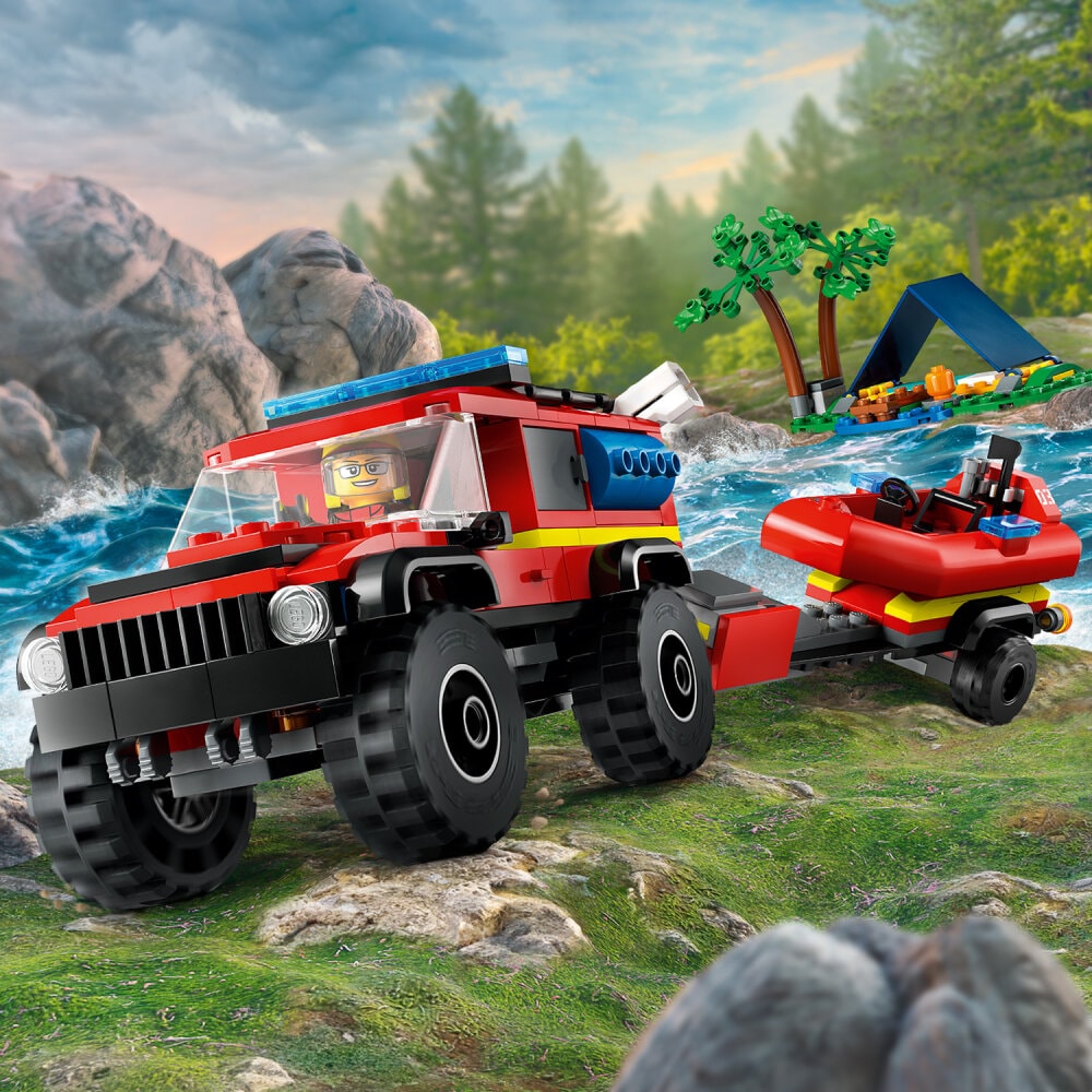 LEGO City - 4x4 Brandbil med räddningsbåt 5+