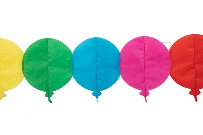 Pappersgirlang med regnbågsfärgade ballonger 6 meter