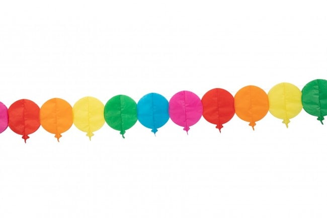 Pappersgirlang med regnbågsfärgade ballonger 6 meter