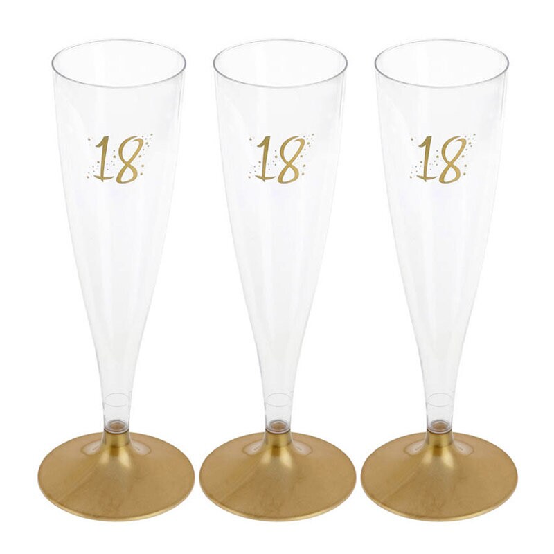 Champagneglas med guldfot 18 år 6-pack