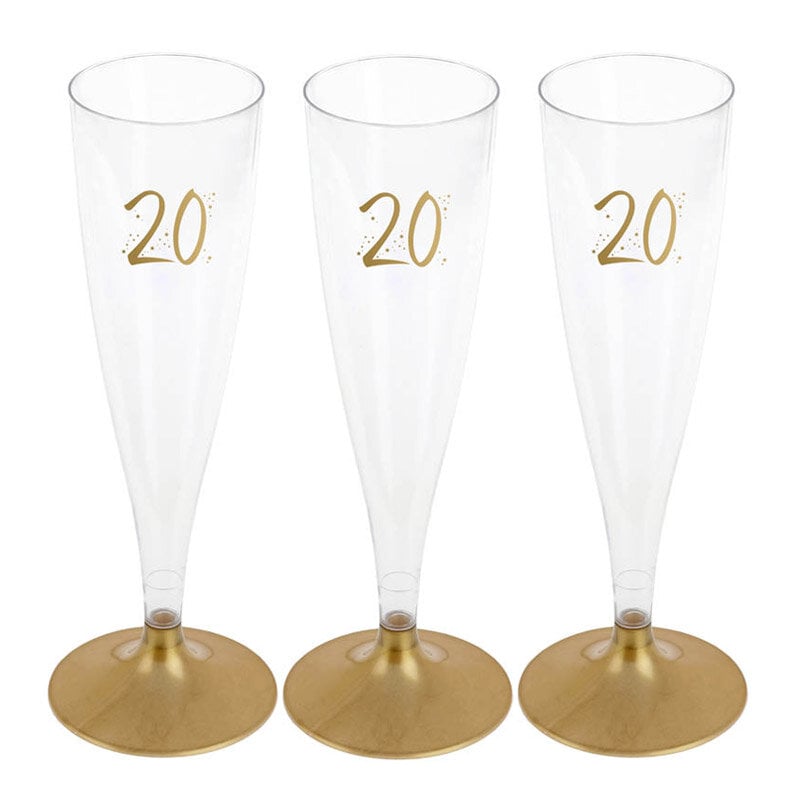 Champagneglas med guldfot 20 år 6-pack