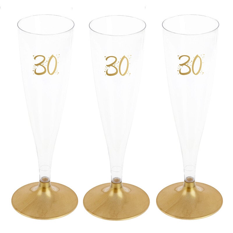 Champagneglas med guldfot 30 år 6-pack