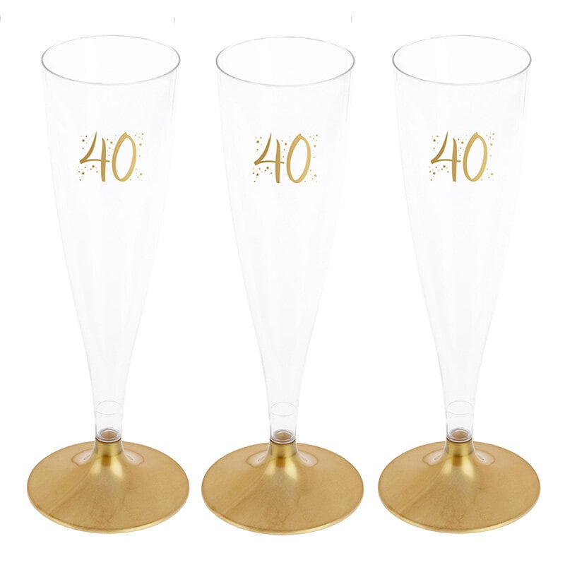 Champagneglas med guldfot 40 år 6-pack