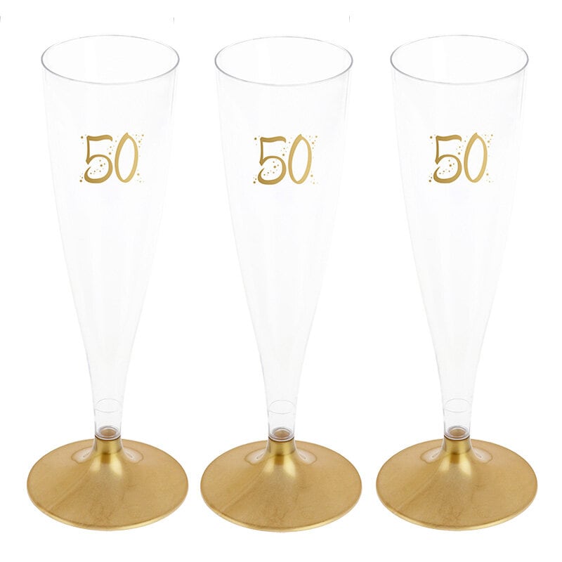 Champagneglas med guldfot 50 år 6-pack