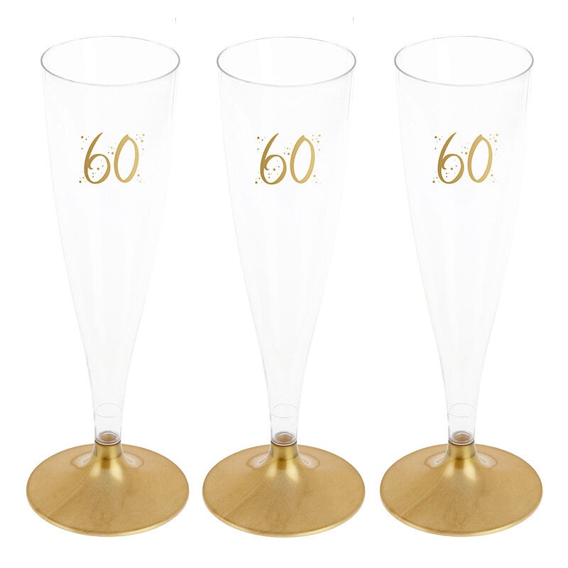 Champagneglas med guldfot 60 år 6-pack