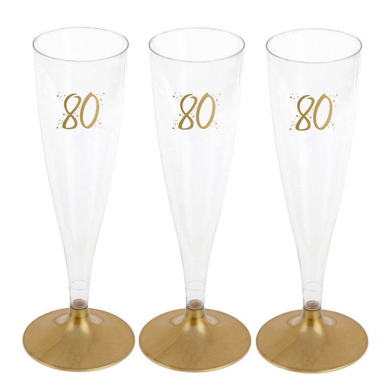 Champagneglas med guldfot 80 år 6-pack
