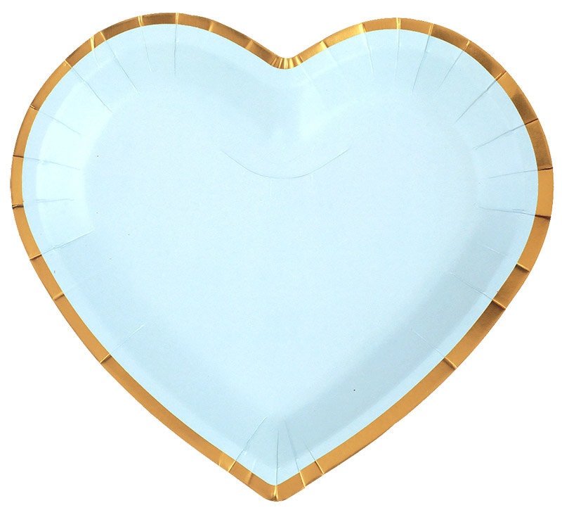 Tallrikar - Hjärtformade i blått och roséguld 10-pack