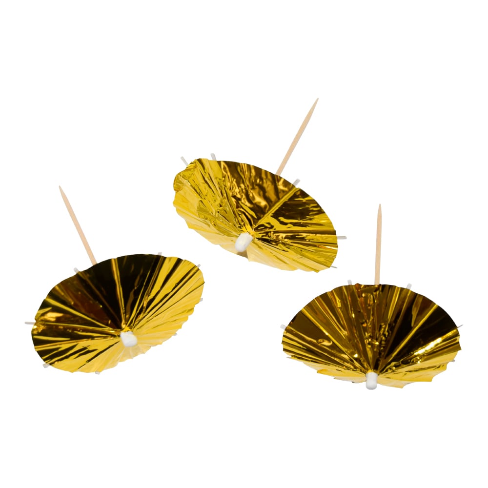 Partypicks Drinkparaplyer Guld 10-pack
