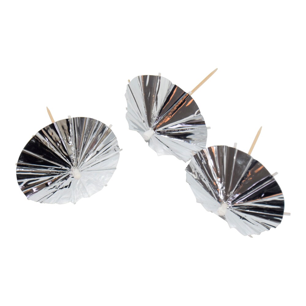 Partypicks Drinkparaplyer Silver 10-pack