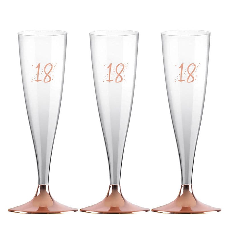 Champagneglas med roseguldfot 18 år 6-pack