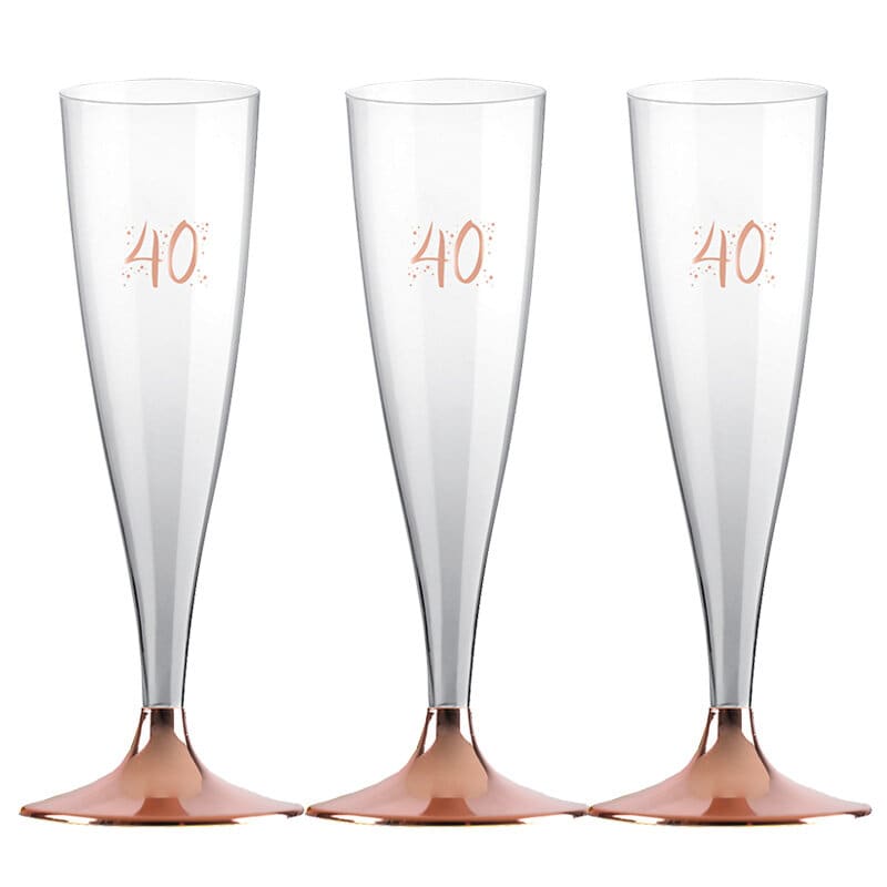 Champagneglas med roseguldfot 40 år 6-pack