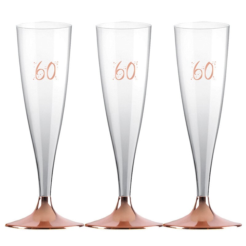Champagneglas med roseguldfot 60 år 6-pack