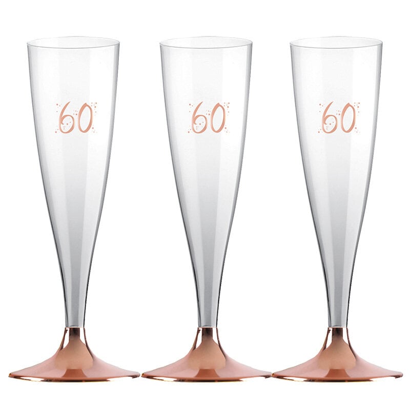 Champagneglas med roseguldfot 60 år 6-pack