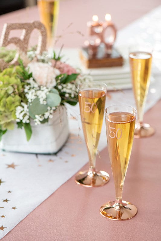 Champagneglas med roseguldfot 80 år 6-pack