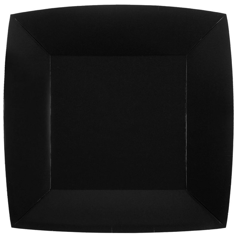 Papptallrikar Fyrkantiga 23 cm - Svarta 10-pack