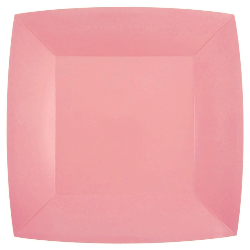 Papptallrikar Fyrkantiga 23 cm - Ljusrosa 10-pack