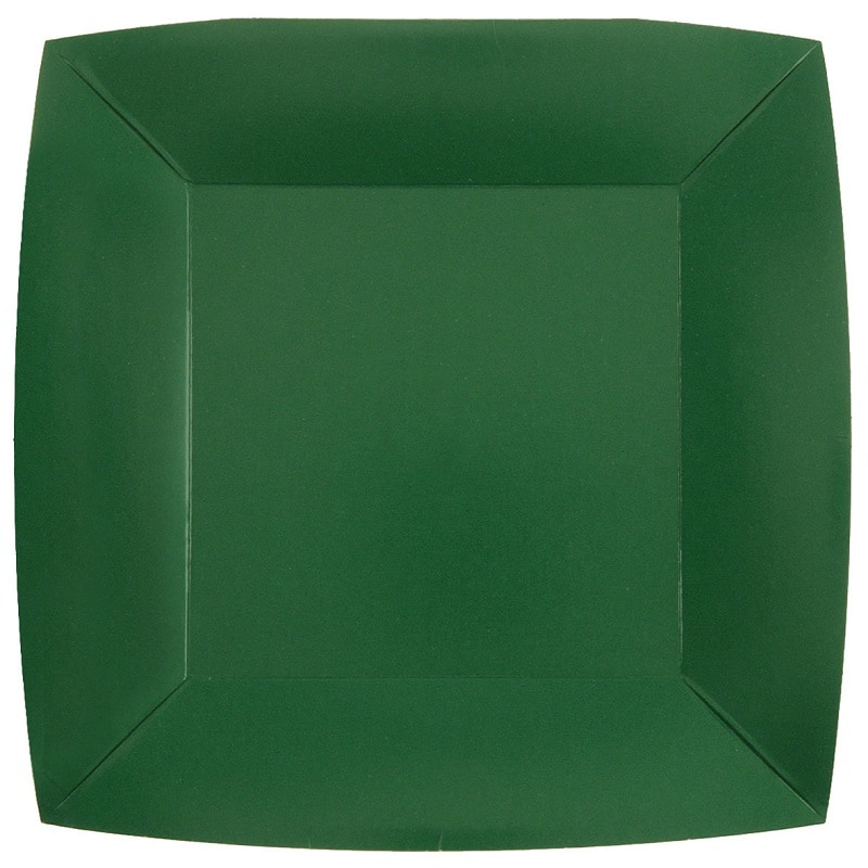 Papptallrikar Fyrkantiga 23 cm - Mörkgröna 10-pack