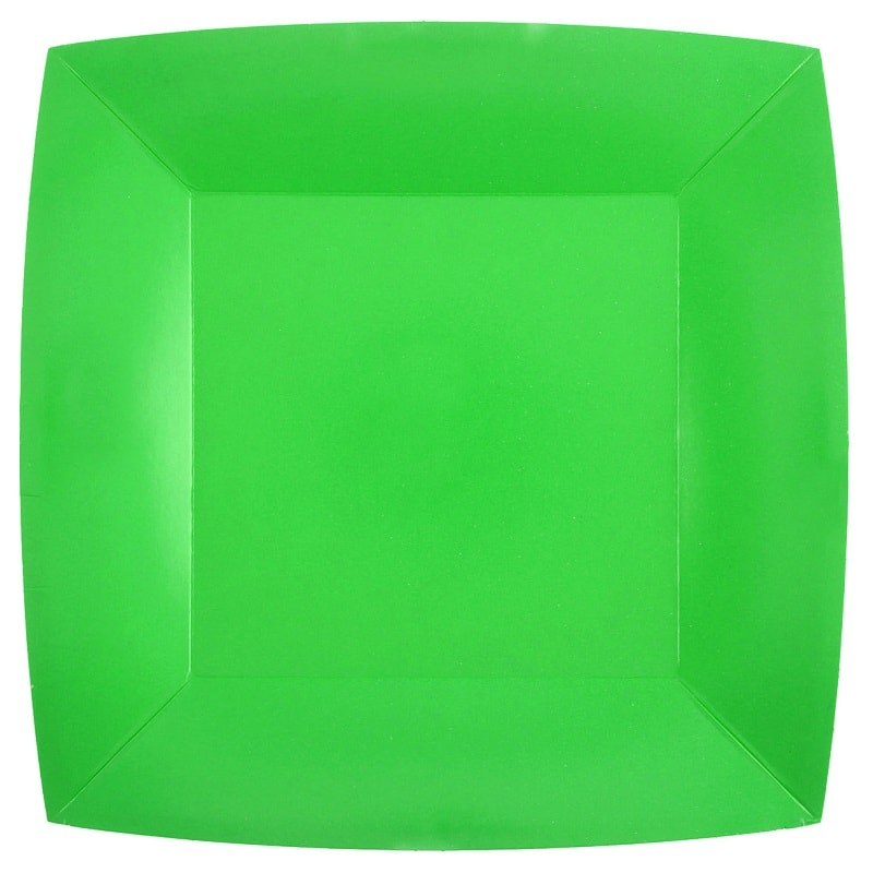 Papptallrikar Fyrkantiga 23 cm - Gröna 10-pack