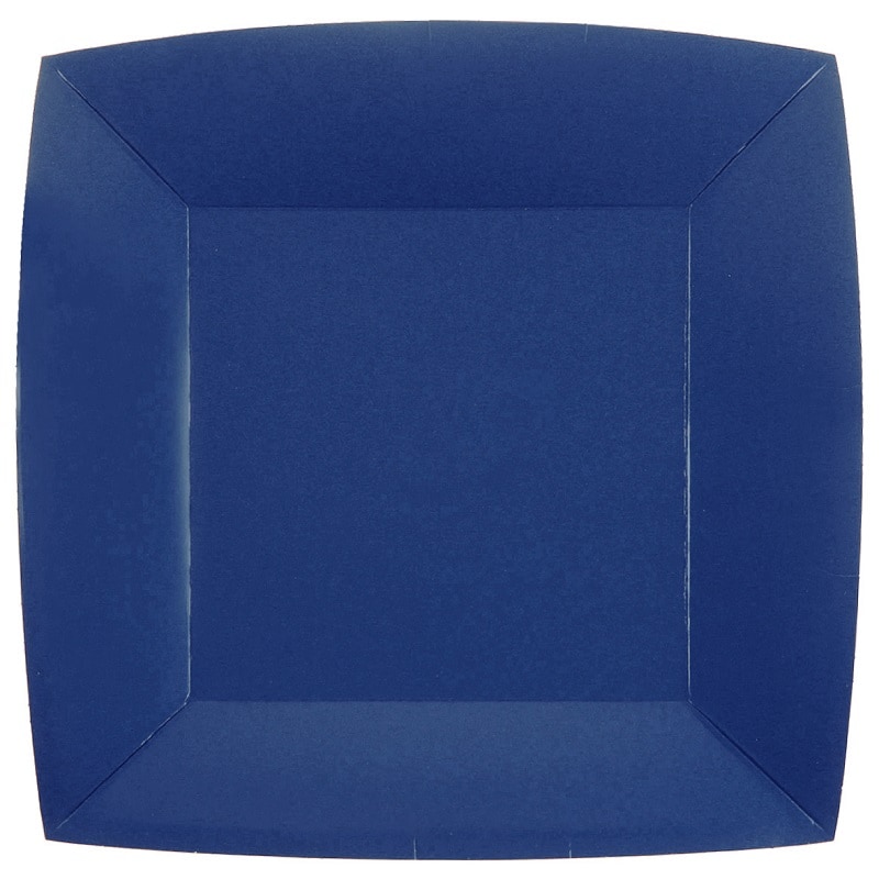 Papptallrikar Fyrkantiga 23 cm - Mörkblå 10-pack