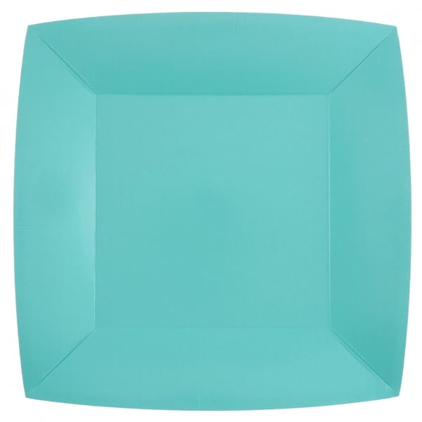 Papptallrikar Fyrkantiga 23 cm - Turkos Ljusblå 10-pack