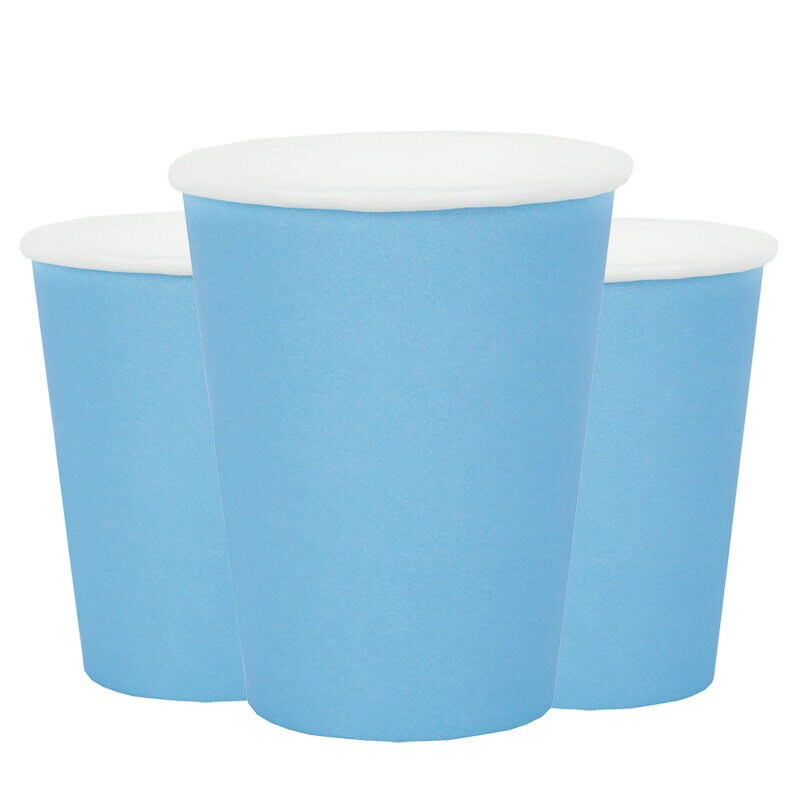 Pappmuggar 270 ml - Ljusblå 10-pack