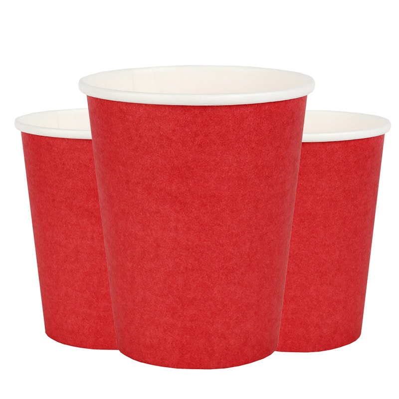 Pappmuggar 250 ml - Röda 10-pack