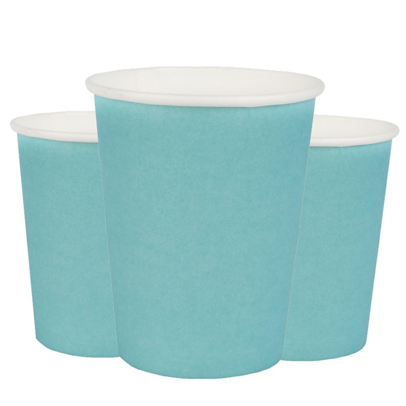 Pappmuggar 250 ml - Turkos Ljusblå 10-pack