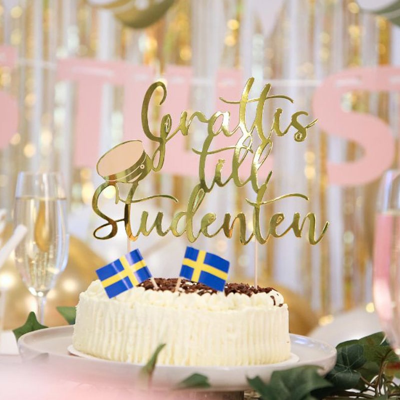Cake Topper Grattis till Studenten guld