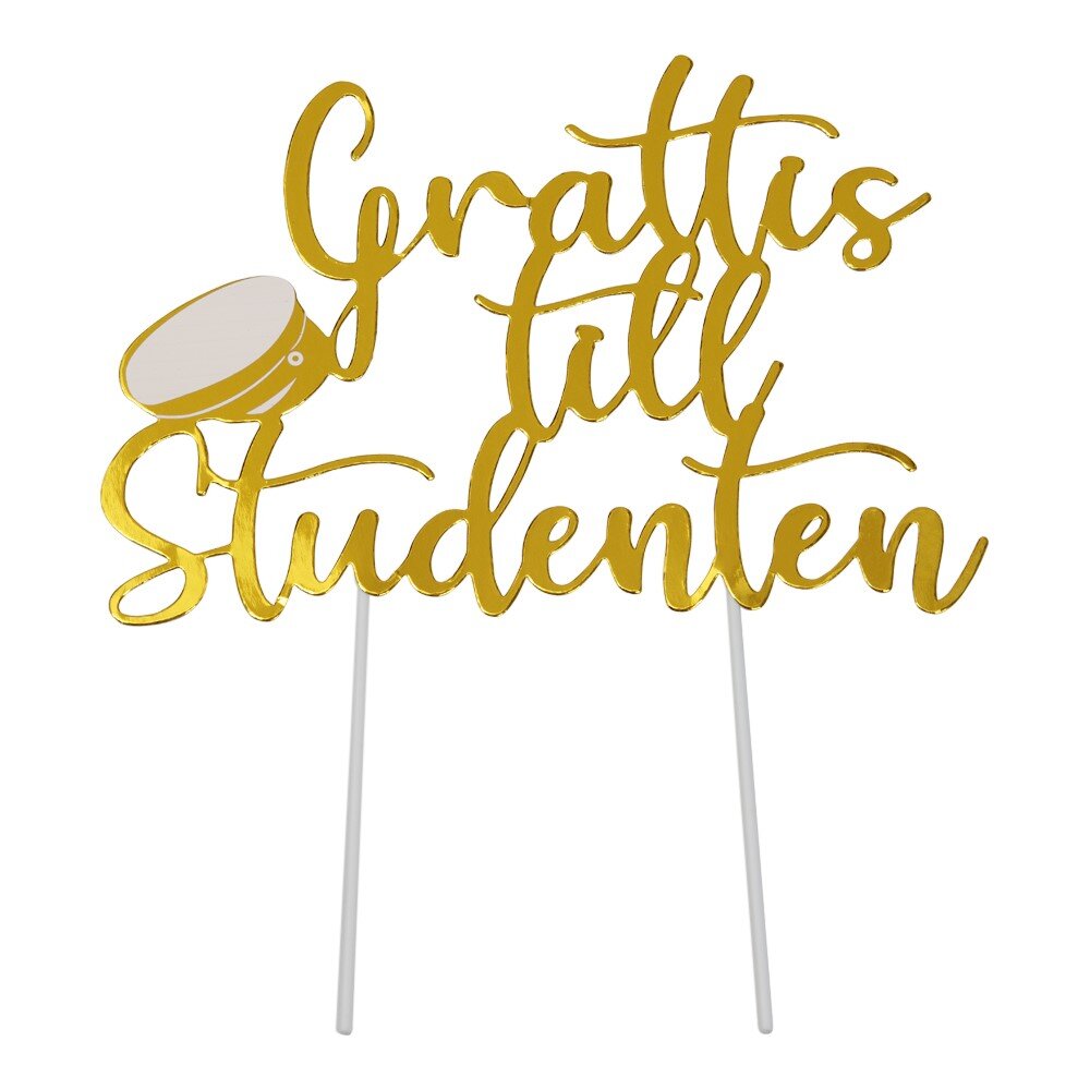 Cake Topper - Grattis till Studenten Guld