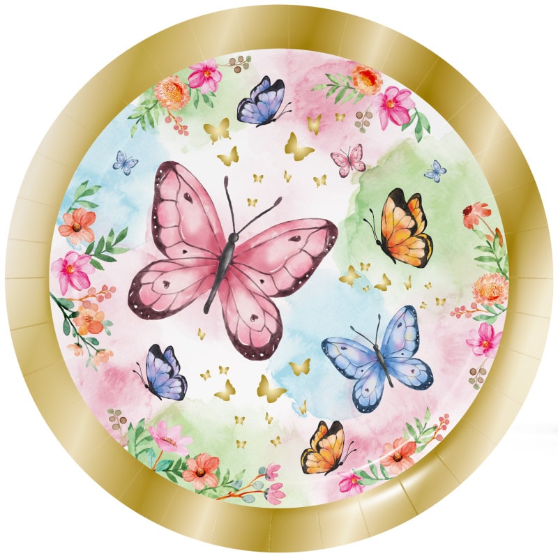 Butterfly Shimmer - Tallrikar 8-pack