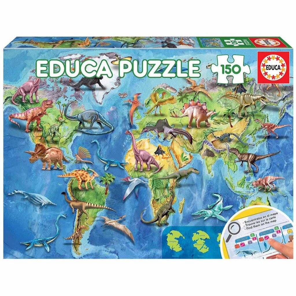 Educa Pussel - Dinosauriernas världskarta 150 bitar