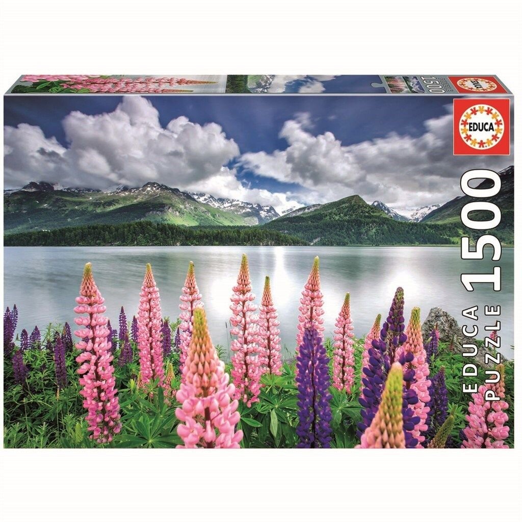 Educa Pussel - Lupins vid Lake Sils i Schweitz 1500 bitar