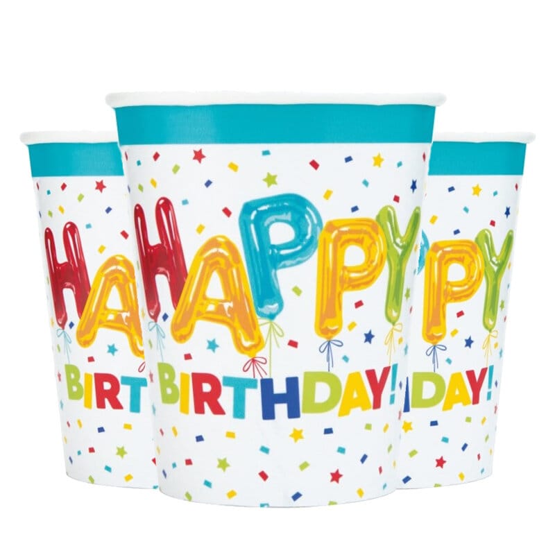 Happy Balloon Birthday - Pappmuggar 8-pack