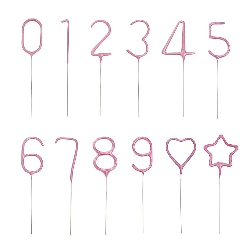 Tomtebloss Sparklers - Rosa siffror och symboler