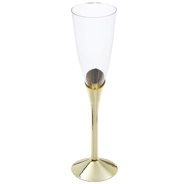 Champagneglas av plast med guldfot 6-pack