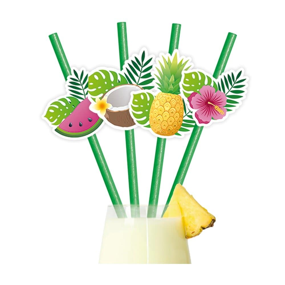 Pappersugrör Tropiska frukter 6-pack