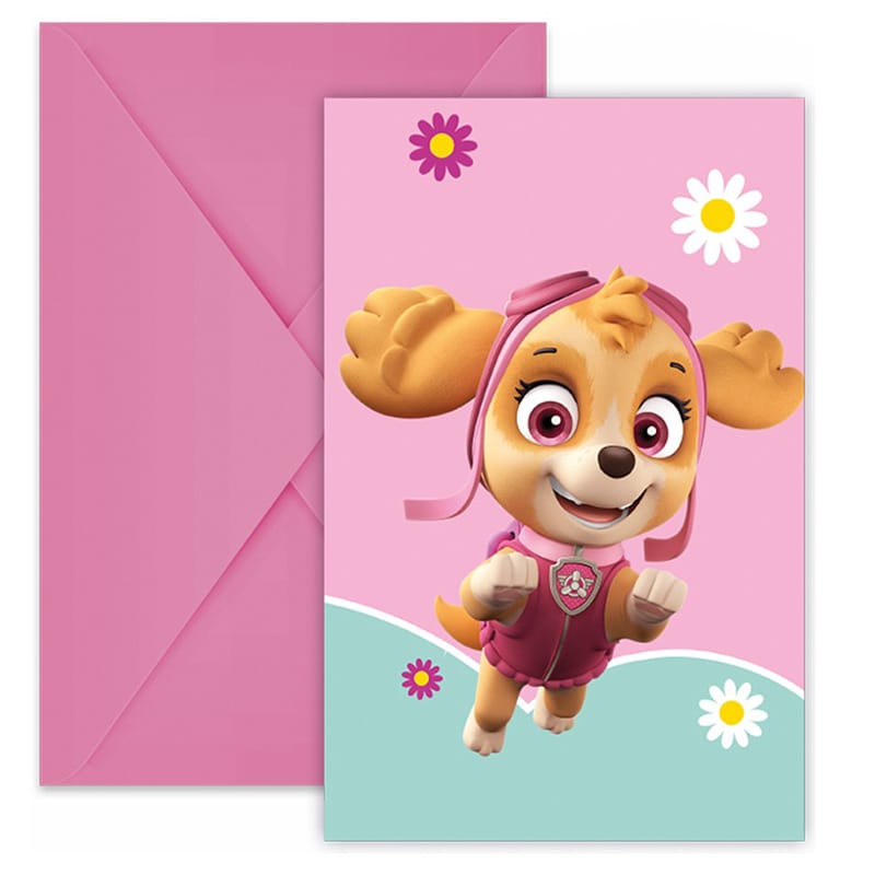 Paw Patrol Skye - Inbjudningskort med kuvert 6-pack