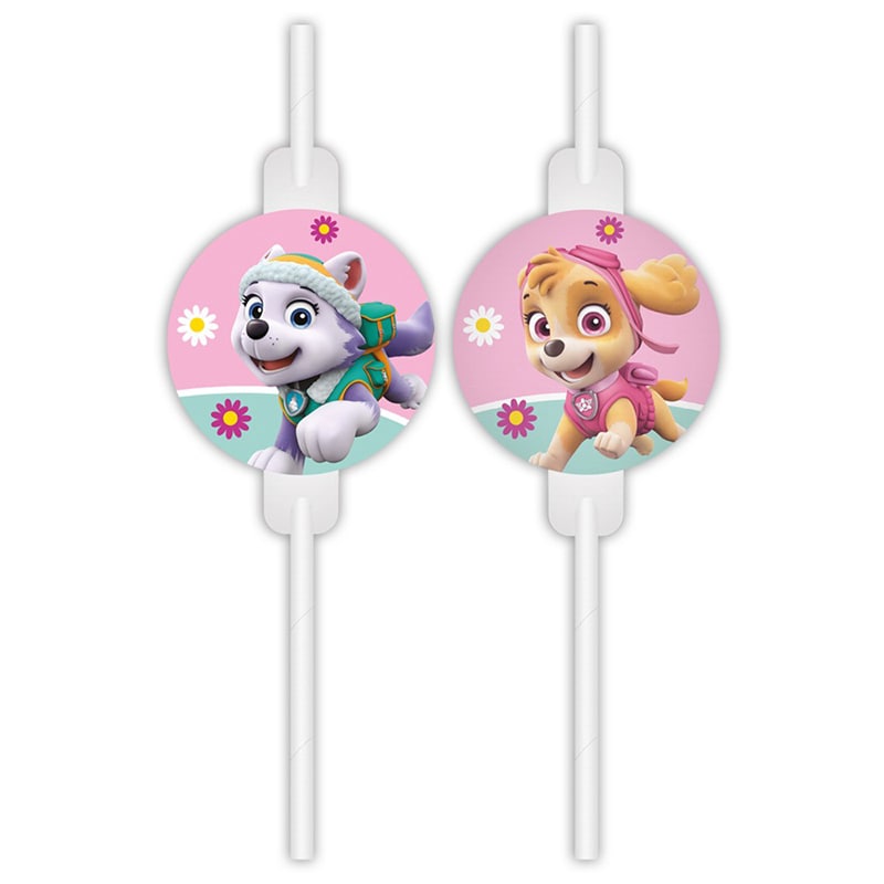 Paw Patrol Skye - Pappsugrör 4-pack